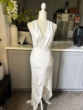 Sabo Skirt White Draped Wrap Maxi Dress